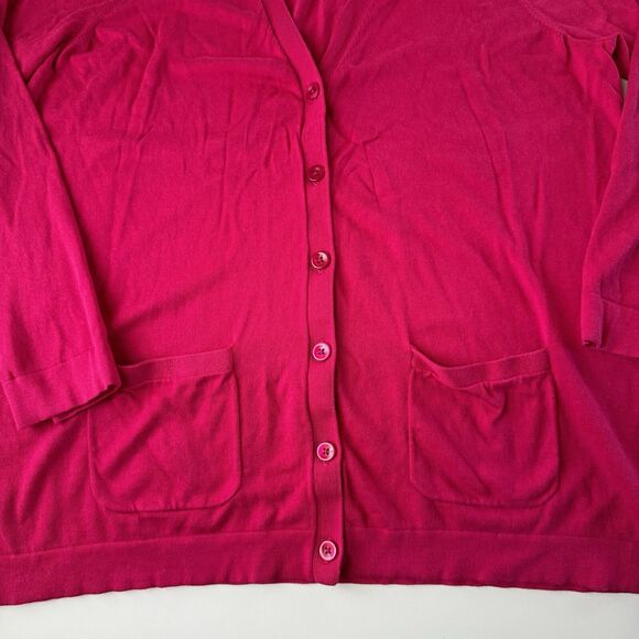 Talbots Size X Cardigan Magenta V Neck Button Down - Picture 4 of 12